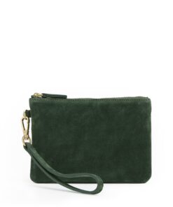 Small Wristlet Pouch Juniper Suede