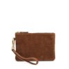 Small Wristlet Pouch Russet Suede