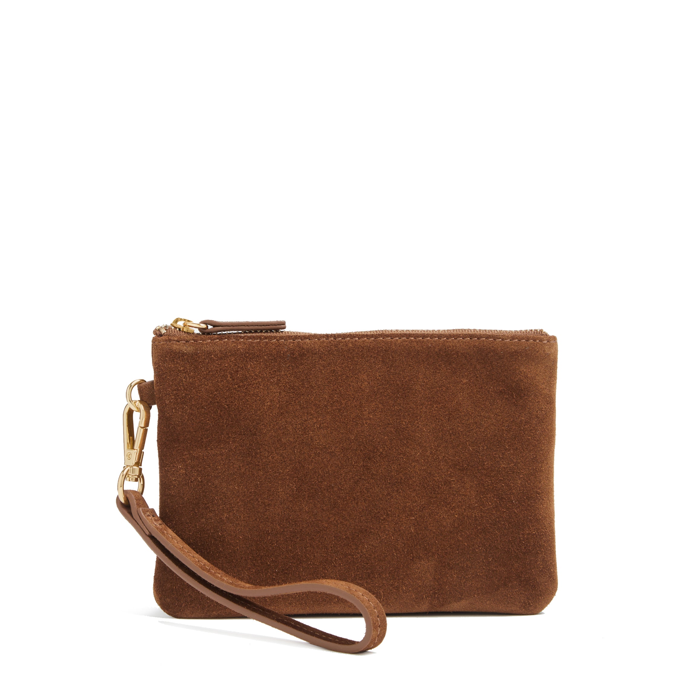 Small Wristlet Pouch Russet Suede