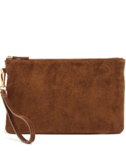 Medium Wristlet Pouch Russet Suede