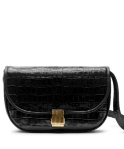 Katy Small Saddle Crossbody Black Croc